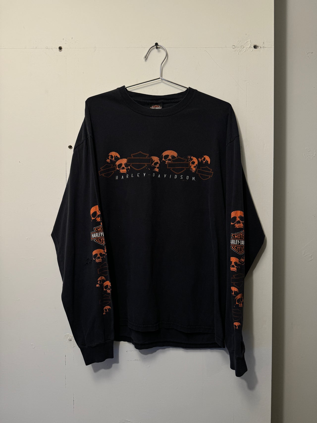 2000S HARLEY DAVIDSON SKULLS FADED LONGSLEEVE TEE