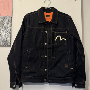 EVISU SEAGULL PRINT SELVEDGE DENIM TRUCKER JACKET TYPE 1