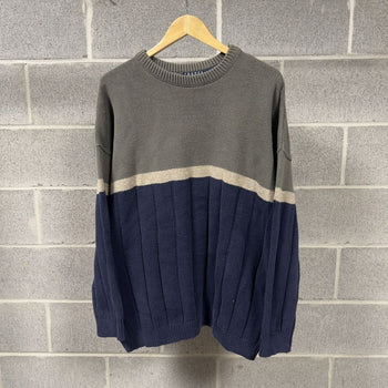 1990s Blue Green Ribbed Cotton Sweater