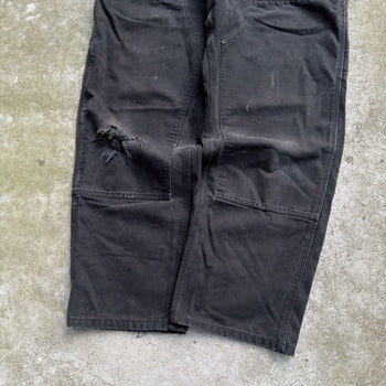 2000S CARHARTT THRASHED FADED BLACK DOUBLE KNEE PANTS