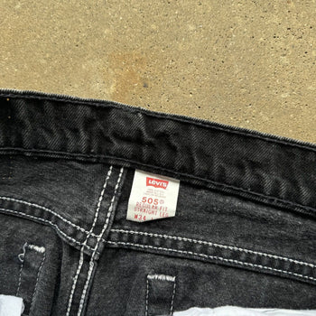 1990s LEVI'S 505 FADED BLACK DENIM JEANS MADE IN USA