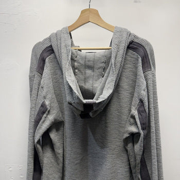 Vintage 2000s DKNY Thermal Waffle Knit Ribbed Striped Henley Hoodie