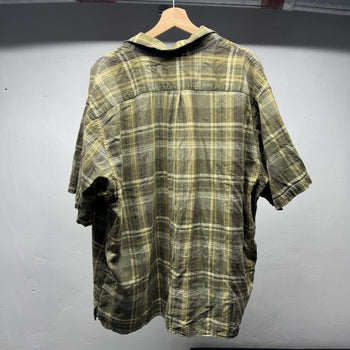 2000s Faded Green Plaid Shirt