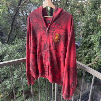 Balenciaga SS23 Mud Show Red Skater Zip Up Hoodie
