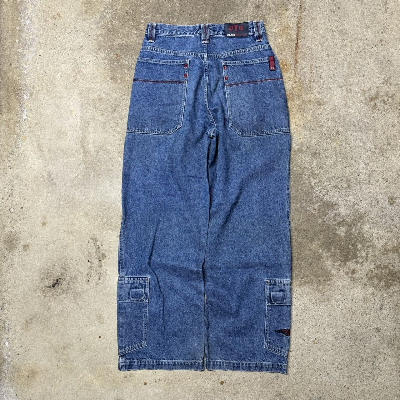 1990s OTB BAGGY WIDE LEG CARGO DENIM SKATER JEANS