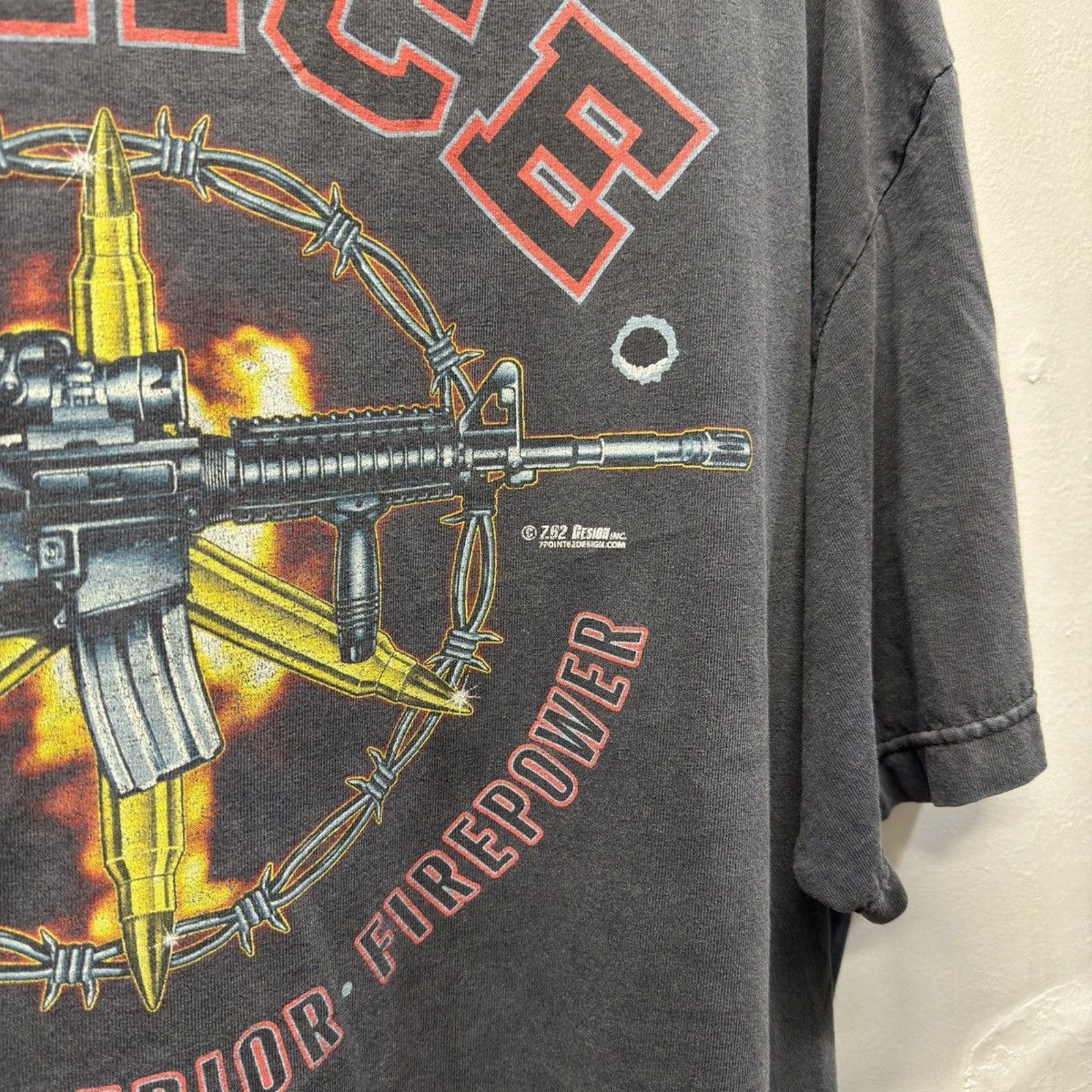 1990s Assault Rifle Gun Peace Faded Tee