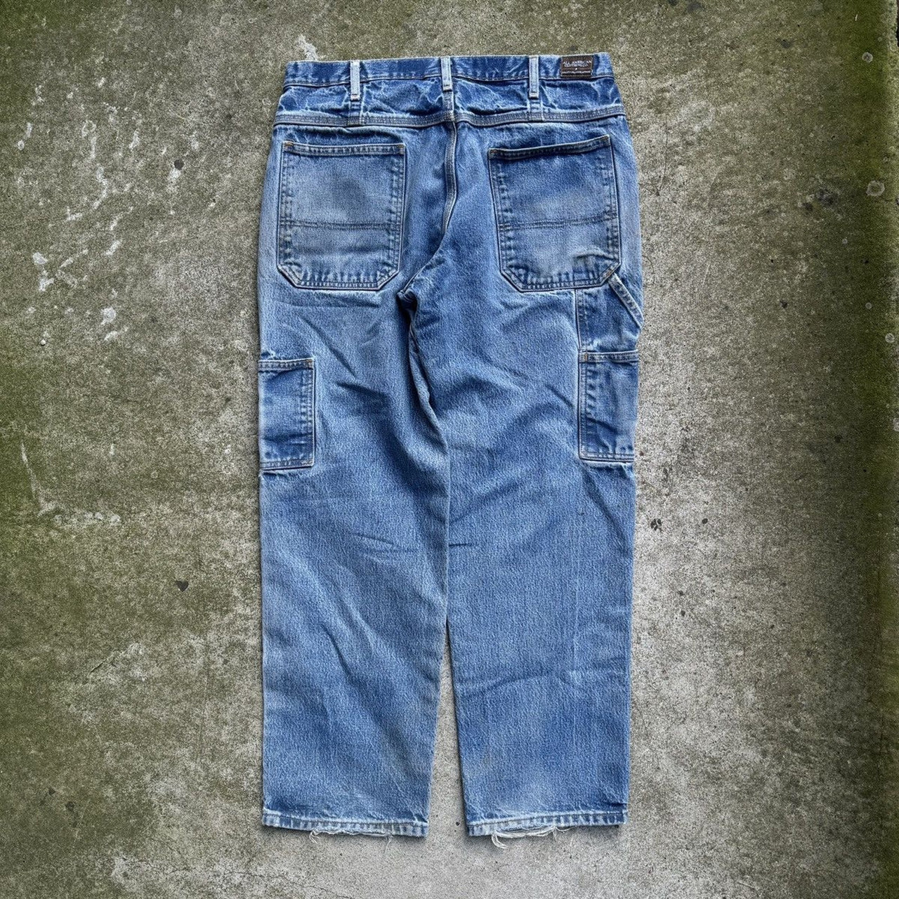 1990s THRASHED FADED MADE IN USA WORKWEAR CARPENTER DENIM JEANS