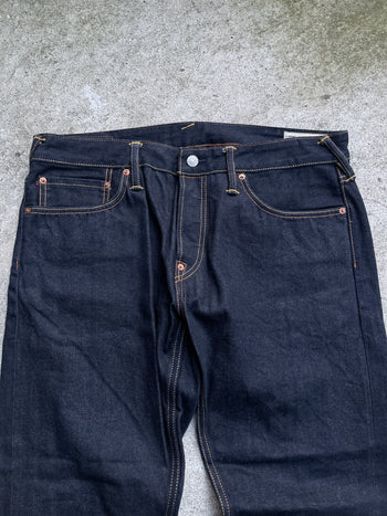 EVISU 2010 MULTI POCKET EMBROIDERED FACES SELVEDGE DENIM JEANS