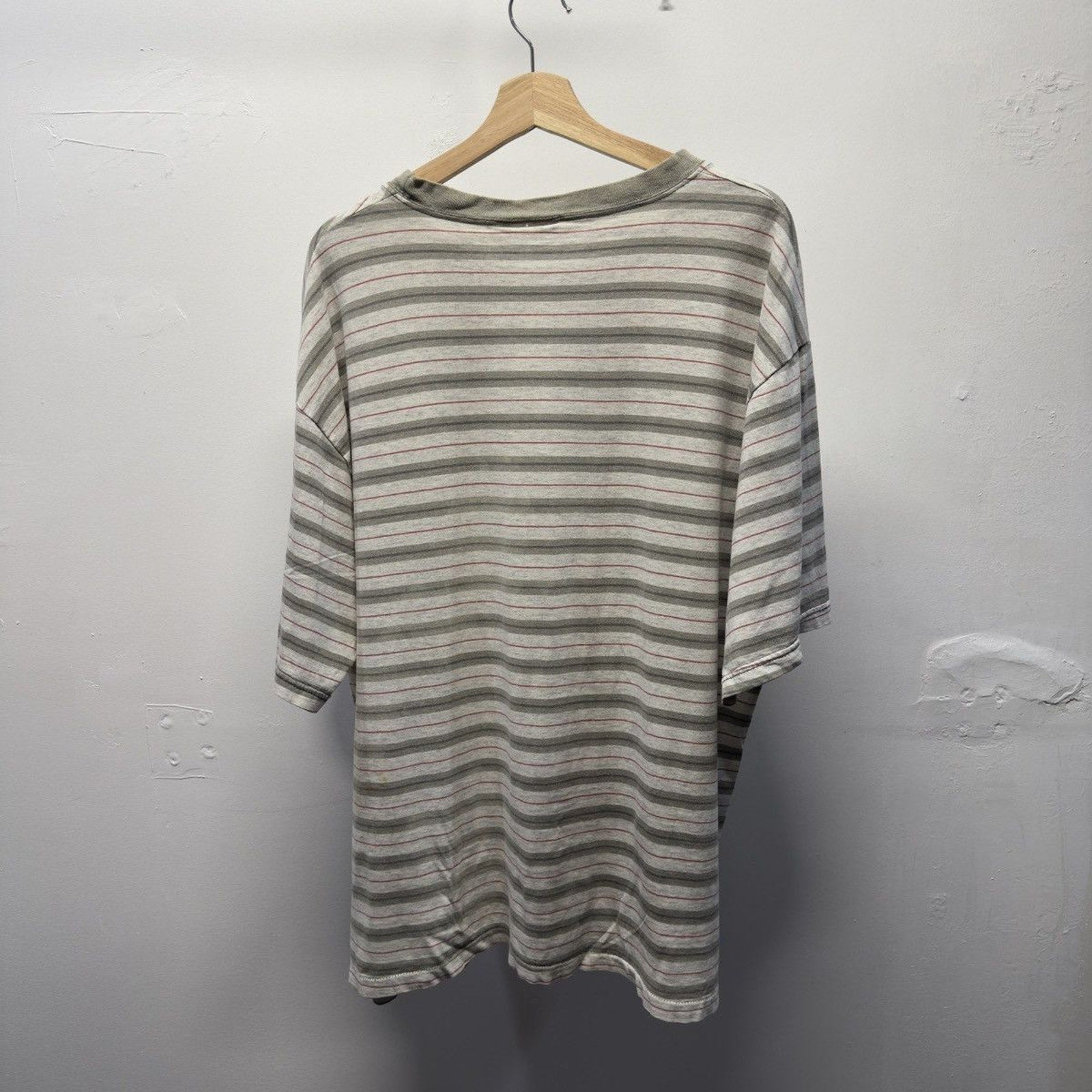 Vintage 1990s Striped Green Faded Distressed Tee