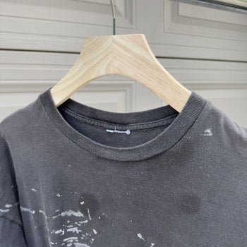 1990s Faded Black Thrashed Stained Painted Pocket Tee