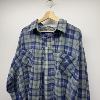 Vintage 1990s Faded Plaid Flannel Shirt