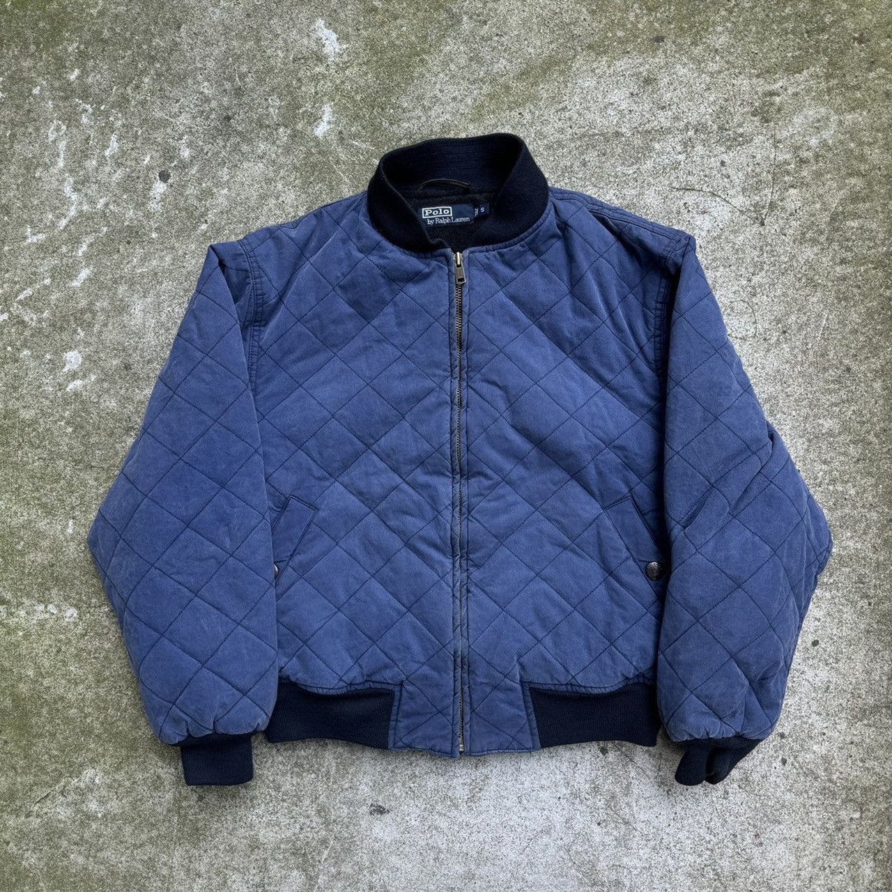 2000s POLO RALPH LAUREN QUILTED NAVY BOMBER JACKET