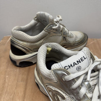 Chanel Fabricated & Laminated Silver White CC Runner