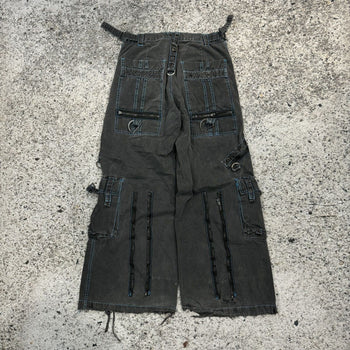 1990s 2000s Y2K TRIPP NYC THRASHED FADED BONDAGE RAVER PANTS