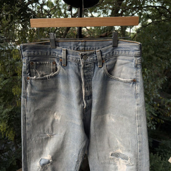 1990s Levi's 501xx Thrashed Repaired Cropped Jeans - Made in USA
