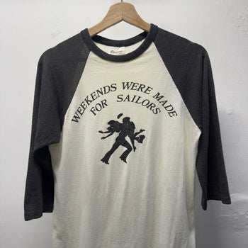 Vintage 1980s Made in USA Faded Distressed Sailor Raglan Tee