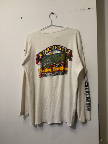 1980s HARLEY DAVIDSON THRASHED FADED LONGSLEEVE THERMAL TEE