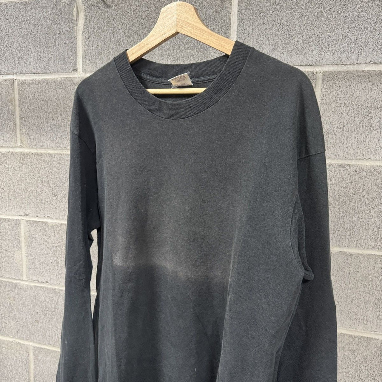 1990s Faded Blank Black Longsleeve Tee
