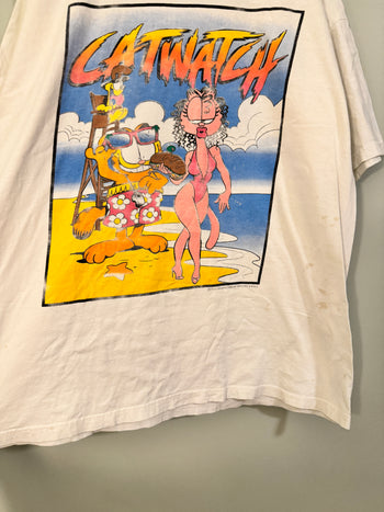 1990s GARFIELD CATWATCH BAYWATCH PARODY TEE