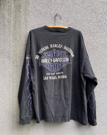 1990s HARLEY DAVIDSON LIGHTNING LOGO LONGSLEEVE TEE