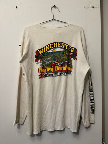 1980s HARLEY DAVIDSON THRASHED FADED LONGSLEEVE THERMAL TEE