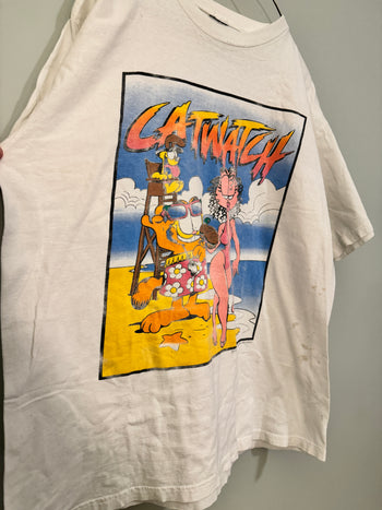 1990s GARFIELD CATWATCH BAYWATCH PARODY TEE