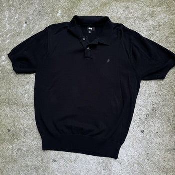 STUSSY CLASSIC BLACK POLO KNIT SWEATER