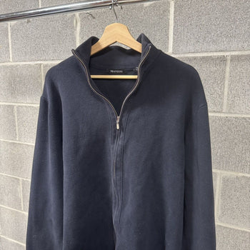 2000s Brandini Navy Blue Zip Ribbed Sweater