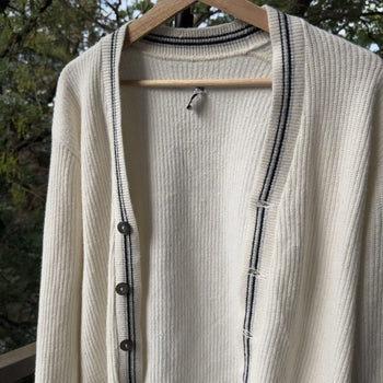 1960s Striped Acrylic Cardigan Sweater
