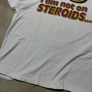 1990s STEROIDS THRASHED FADED WHITE TEE