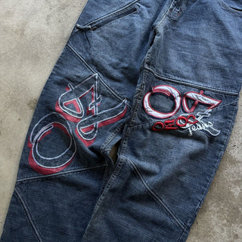 1990S/2000S Y2K OZOC BAGGY EMBROIDERED DENIM SKATER JEANS