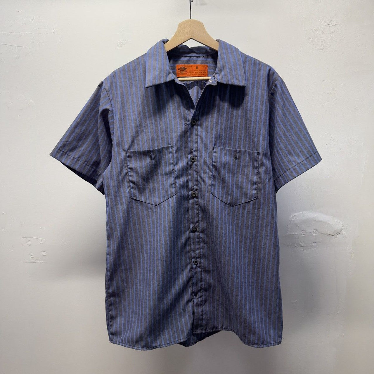 Vintage 1990s Dickies Striped Mechanic Work Shirt