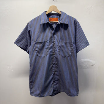 Vintage 1990s Dickies Striped Mechanic Work Shirt