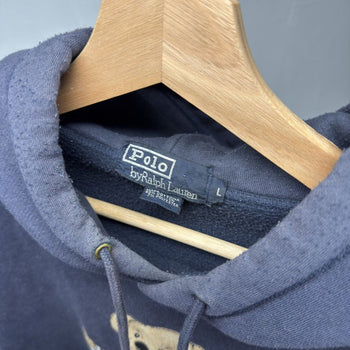 2000s Polo Ralph Lauren Polo Bear Hoodie Faded Thrashed