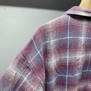 1990s Faded Distressed Plaid Grunge Zip Flannel Shirt