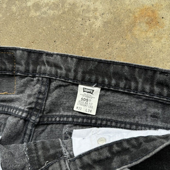 1990s LEVI'S 505 ORANGE TAB FADED BLACK STRAIGHT DENIM JEANS