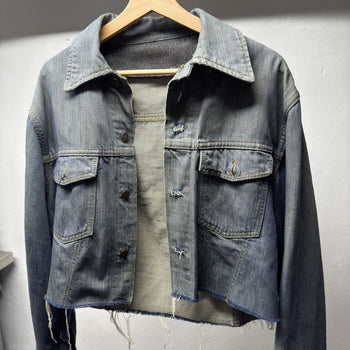 1960s 1970s Sears Thrashed Distressed Selvedge Denim Trucker Jacket