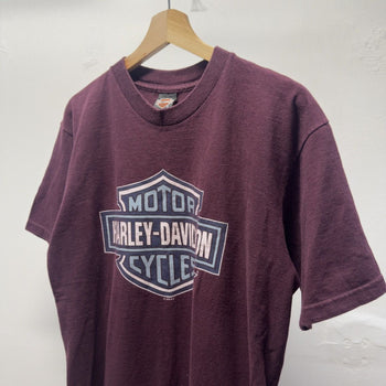 Vintage 1990s Harley Davidson Maroon Logo Tee