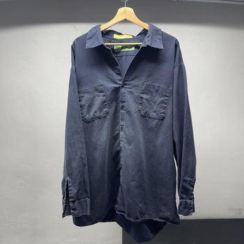 1990s Thrashed Faded Distressed Blue Work Shirt