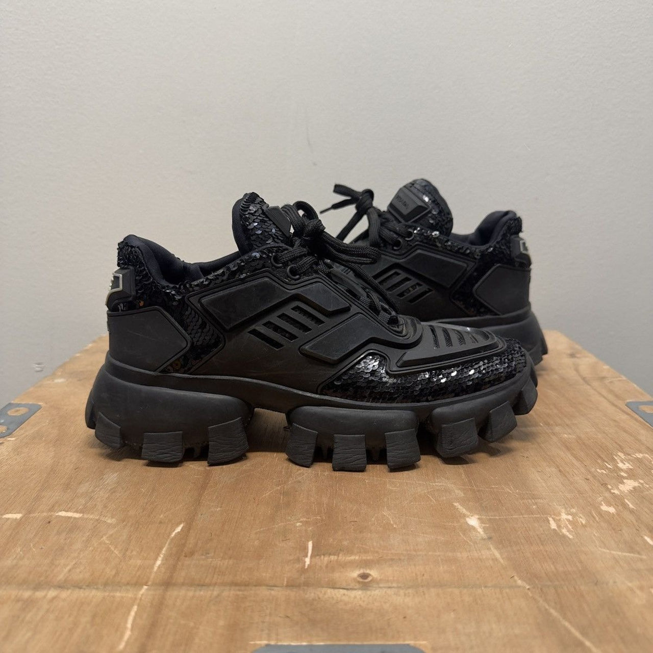 Prada Cloudbust Thunder Black Sequin Sneakers
