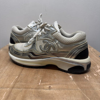 Chanel Fabricated & Laminated Silver White CC Runner