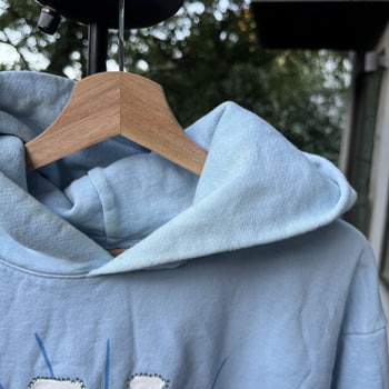 Sp5der Blue Rhinestone Hoodie
