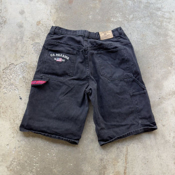 2000S US POLO ASSN BAGGY DENIM BLACK JEAN SHORTS JORTS