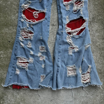 DASYORI DIRTY PUNK THRASHED DOUBLE LAYER BAGGY DENIM JEANS