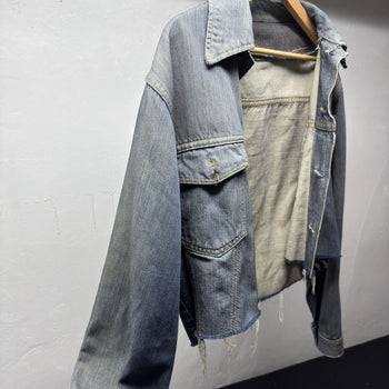 1960s 1970s Sears Thrashed Distressed Selvedge Denim Trucker Jacket