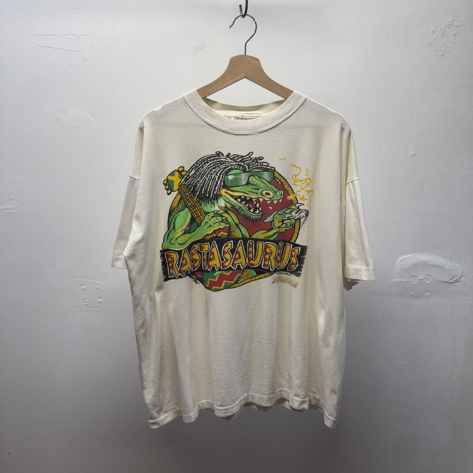 Vintage 1990s Rastasauras Faded Marijuana Weed Tee