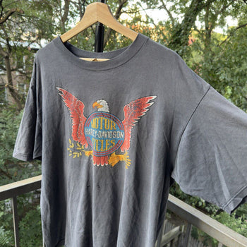 1990s Harley Davidson Thrashed Faded Logo Tee