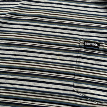 1990s Y2K NO FEAR STRIPED SKATER POCKET TEE SHIRT