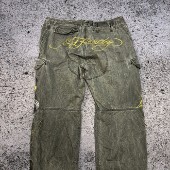 ED HARDY WIDE LEG TATTOO CARGO PANTS