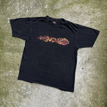 1990s HARLEY DAVIDSON FADED FLAME LOGO TEE CALIFORNIA